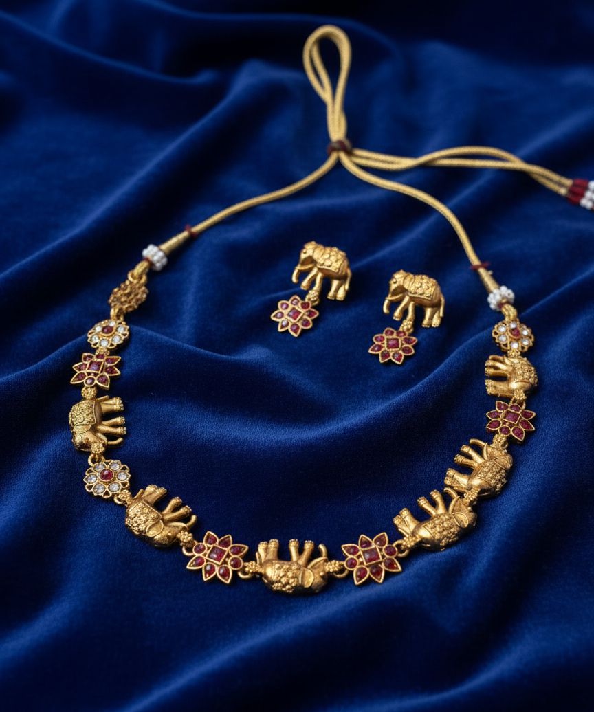 Elephant  flower simple pendent necklace